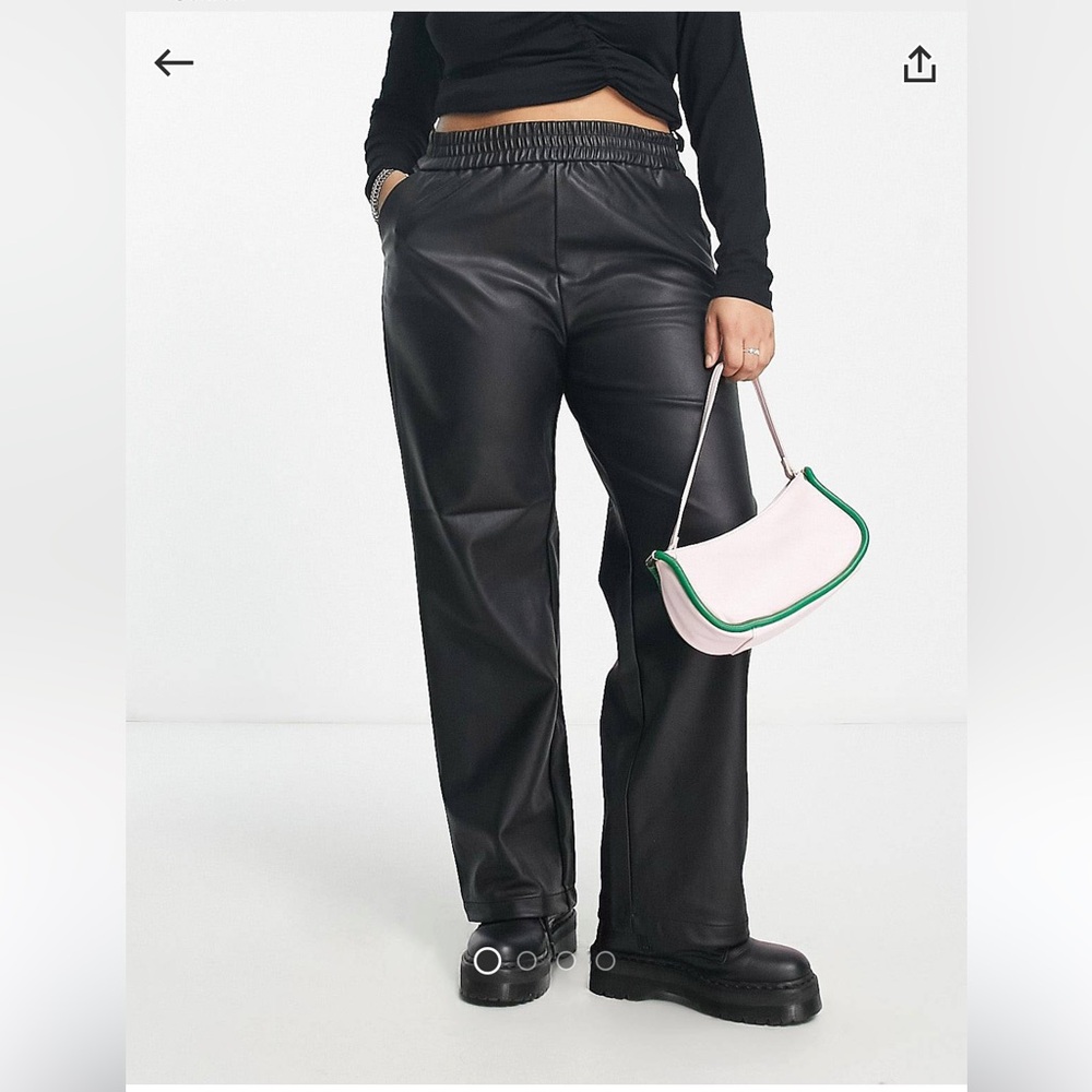 Plus size straight leg faux leather pants